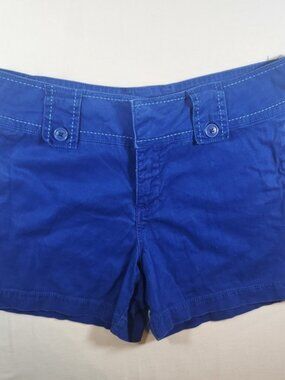 Y2k Beau Dawson Royal Blue Cotton Button Detail Mid‎ Rise Casual Shorts 36 waist